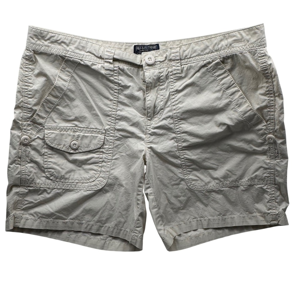 Polo Jeans Co Ralph Lauren Khaki Utility Cargo Shorts Womens 10 Beige Cotton